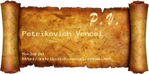 Petrikovich Vencel névjegykártya